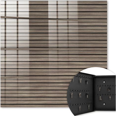 Armoire à clés - (30 cm x 30 cm) - Boîte à clés murale - Coffret de rangement pour clés - Couleur noire - Ouverture vers la gauche - Pour maison et bureau - planches de bois (1/5)