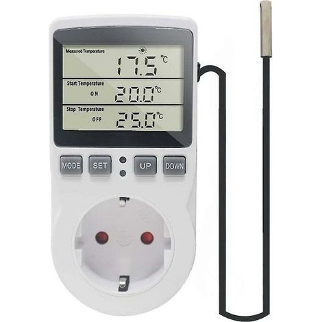 Ketotek 230 V Prise de régulateur de température avec capteur Prise de thermostat numérique avec prise de minuterie Thermostat Interrupteur de synchronisation pour serres aquariums H (1/5)