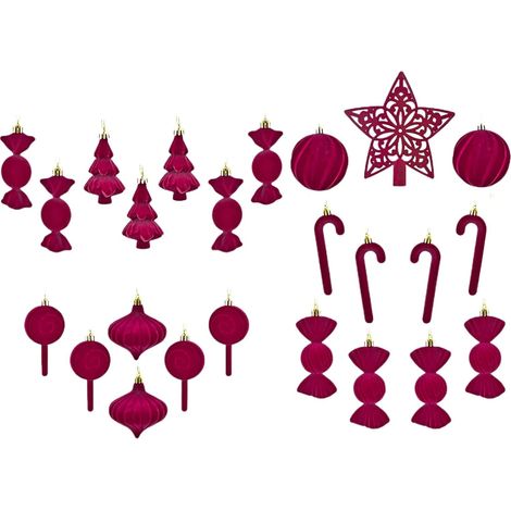 Ornements De Noël en Velours 24 Pièces Décorations Saisonnières en Velours  Ornement De Noël Pour Porche Couronne Armoire Table À Manger Intérieur Extérieur Manteau Cheminée Ferme (1/5)