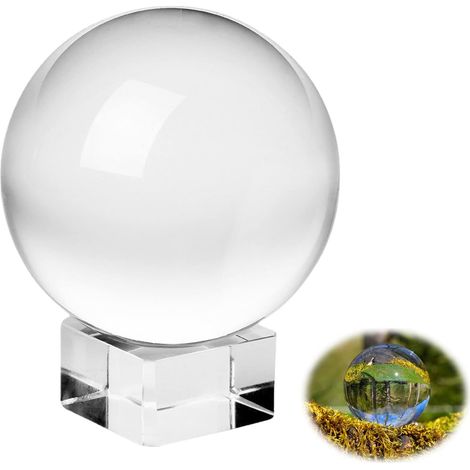 Boule en verre : boule de cristal K9,Boule transparente de 80 mm, boule de diseuse de bonne aventure, cadeau pour les photographes amateurs (1/5)
