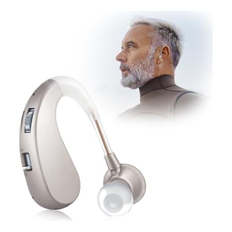Dispositivo recargable, diseño retroauricular, 7 g, 40 horas de duración de batería, cancelación de ruido, folleto de instrucciones en francés incluido (1204-silver-single) (1/5)