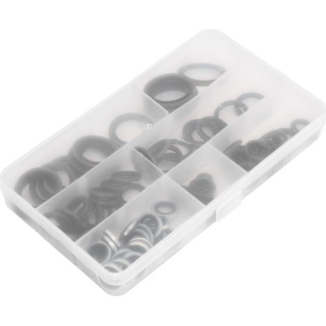 90-teiliges Sortiment an O-Ring-Unterlegscheiben aus Gummi, Eisen und verzinktem Stahl für flache und runde Dichtungen (1/5)