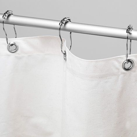 Rideau de douche étroit en coton bio blanc 91,4 x 188,8 cm (1/5)