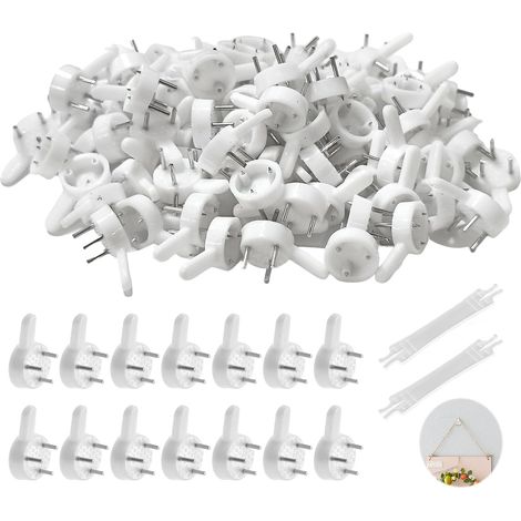 100 Pièces Crochet Mural, Crochets à Photo Non-Trace Kit de Suspension de Tableaux Crochets Muraux pour Cadre Photos Sans Percer Gain d'espace Faciles à Utiliser pour Accrocher des Tableaux Cadres (1/5)