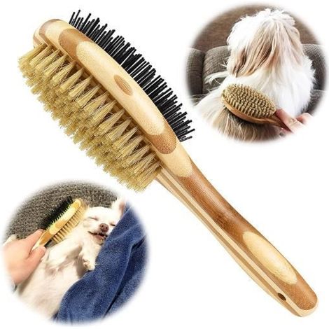 Brosse de toilettage - Non spécifié - Double Face - Ergonomique - Poils de sanglier - Réduit la perte de poils (1/4)
