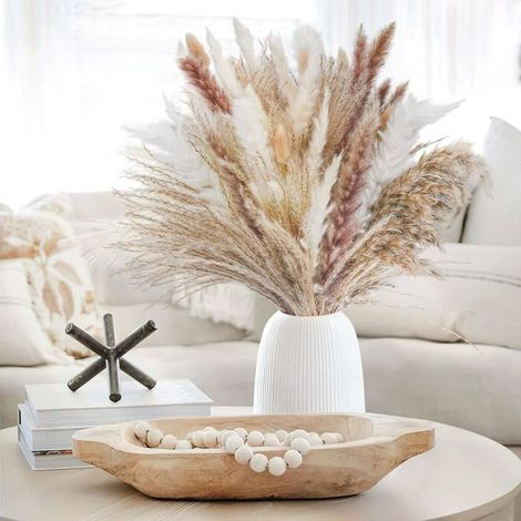 Herbe De La Pampa - Fleurs Séchées Naturelles - Décoration Intérieure Boho - 74 Bouquets 40 Cm