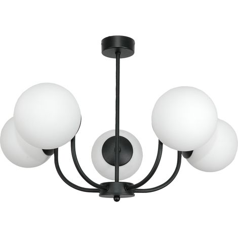 Lámpara de techo colgante negra con pantalla de cristal blanco 15-150 esti LAB