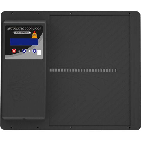 Porte Poulailler Automatique Batterie avec Écran d'affichage LED Programmable Étanche, Porte Automatique Poulailler en Aluminium avec Minuterie, Fonction Anti-pincement, Noir