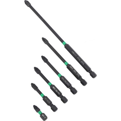 Jeu de 6 embouts cruciformes pour visseuse électrique, acier allié qualité industrielle, embouts magnétiques pour tournevis électrique (1/5)