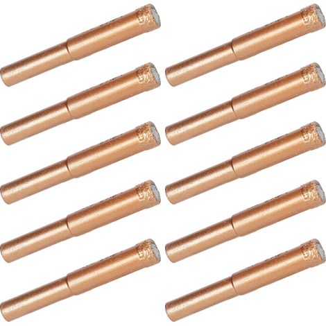 Lot de 10 forets diamantés brasés de 10 mm pour percer le verre, le granit, le marbre et le carrelage en céramique. (1/5)