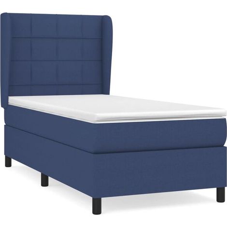 Cadre de lit en tissu, matelas inclus, bleu, 80 x 200 cm (1/5)