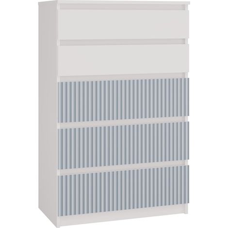 Cassettiera, bianco/ blu, 70 x 109,5 x 40 cm (1/3)