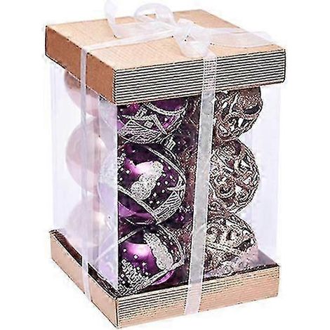 Décorations de Noël Boule de Noël creuse peinte en or rose 12/8 cm, coffret cadeau, pendentif pour sapin de Noël (1/5)