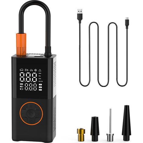 Compact Wireless Electric Tire Inflator with Digital Display, Portable Handheld Air Pump for Cars and Bikes