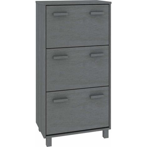 Scarpiera Mobile per scarpe HAMAR Grigio Scuro 59,5x35x117 cm in Legno di Pino (1/5)