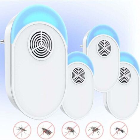 Anti Moustique Ultrason Prise, Ultrason Souris Mouche 4 Paquets, Appareil Repulsif Souris Efficace Pour Repousser Les Rats, Les Araignées, Les Moustiques, Les Souris, Les Cafards, Blanche MINKUROW