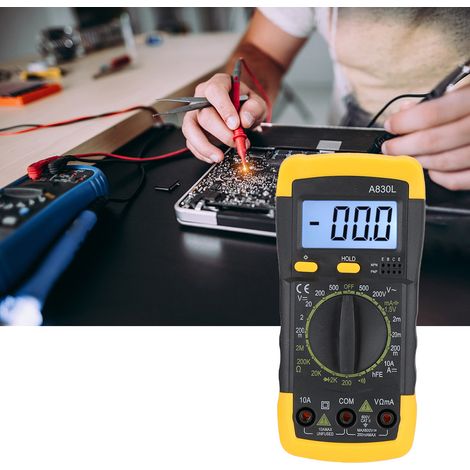 Multifunktionales digitales Handmultimeter mit LCD-Display, AC- und DC-Spannungsanzeige, gelb-schwarz (1/5)