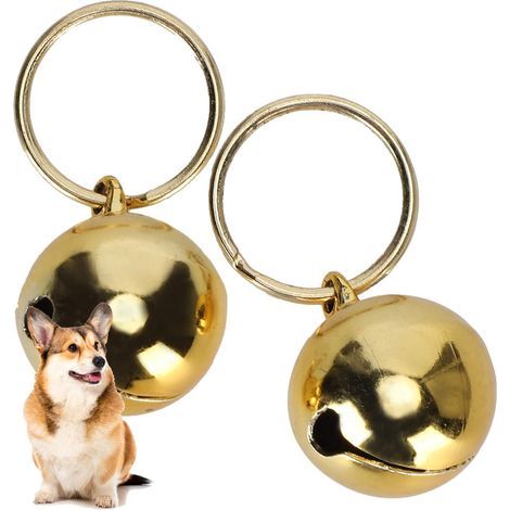 Set di 2 campanellini, in ottone antiruggine, suono nitido, per cani e gatti, per esterni (1/5)