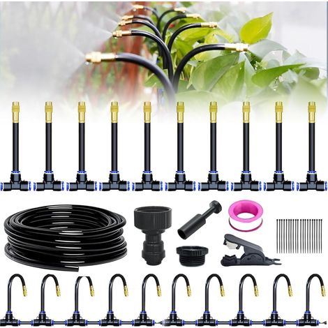 1 Kit Système D'irrigation Goutte À Goutte, Tuyau PE 10m, Buse Laiton 360°, Pour Jardin, Serre