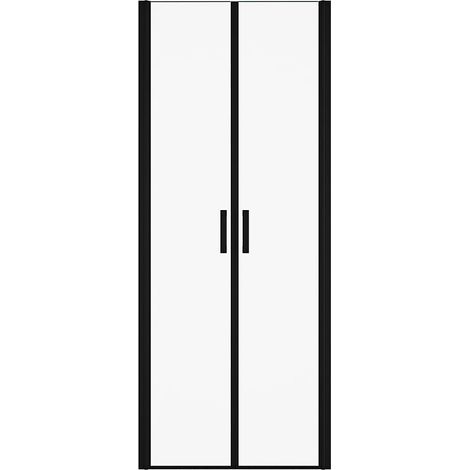 Porta della doccia a battente 70 x 195 cm Vetro temperato Nero opaco - SARASOTA (1/5)