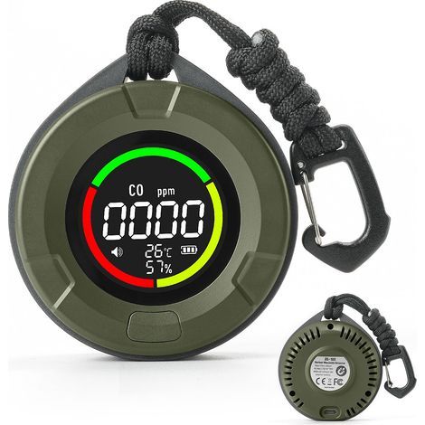Détecteur de monoxyde de Carbone Portable DS-100, détecteur CO 3-en-1 pour Voyage & Camping, mètre Rechargeable avec Alerte sonore & visuelle, Alarme pour Maison & Voiture - Forêt Sombre (1/5)