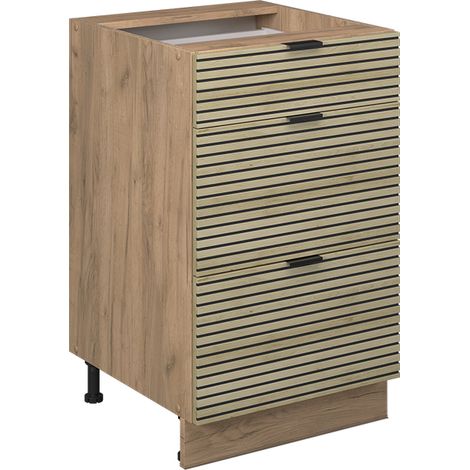 Mobiletto base per cucina Fame-Line, Pannello in quercia, 50 cm senza piano di lavoro, Vicco