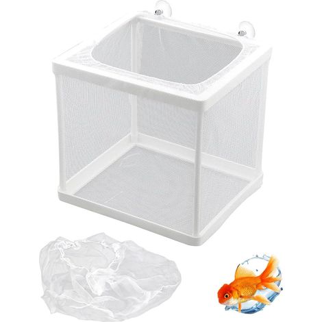 Aufzuchtbox für Aquarien – 1 Stück – Feinmaschiges Netz und Rahmen – Schutz für Jungfische und kranke Fische – Saugnapfbefestigung – 2 Maschenweiten (1/5)