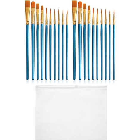 Lot de 20 pinceaux de peinture en nylon pour peinture acrylique, peinture à l'huile, peinture sur le visage, aquarelle, gouache pour enfants et adultes (1/5)