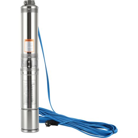 Jiubiaz Bomba sumergible para pozos profundos 4 m3/h, acero inoxidable, IP68, impermeable, 0,37 kW