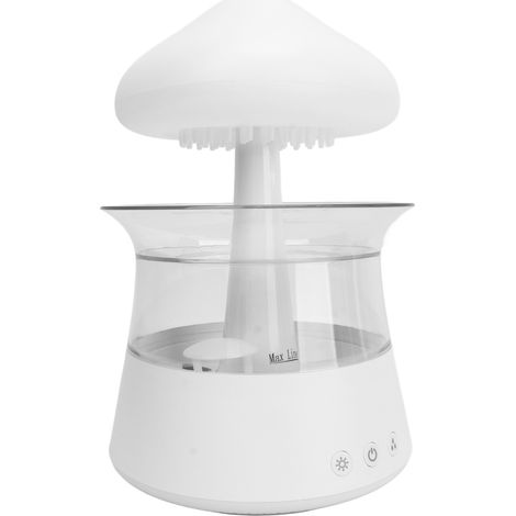 Humidificateur nuage de pluie, diffuseur à 7 couleurs changeantes en forme de goutte de pluie avec télécommande pour un sommeil réparateur (blanc). (1/5)