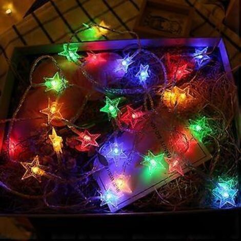 Guirlande lumineuse 7,5 m, 50 LED, à piles, en forme d'étoile, 8 modes d'éclairage blanc chaud à couleurs changeantes, idéale pour mariages, Noël, anniversaires, Halloween, etc.-NANOTEH (1/5)