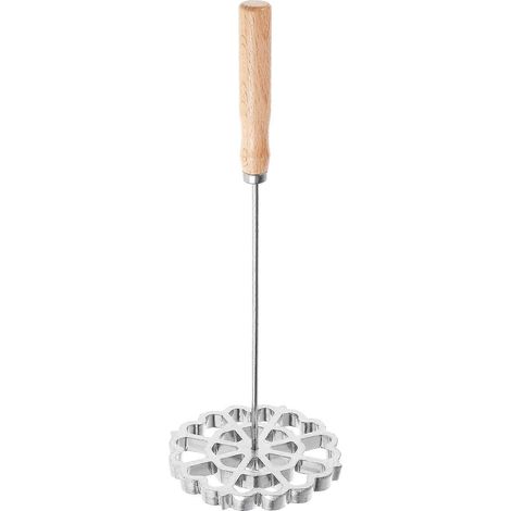 Cuillère de cuisine à manche en bois, cuillère à frire et à apéritif, cuillère antiadhésive en acier inoxydable (1/5)
