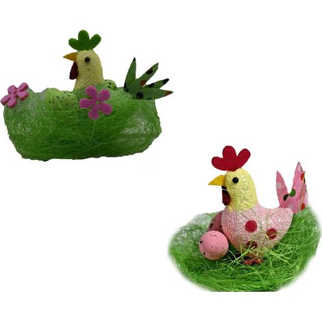 Gallina con nido di pasqua decorazioni pasquali centro tavola arredo casa in polisterolo moderno e particolare (1/5)