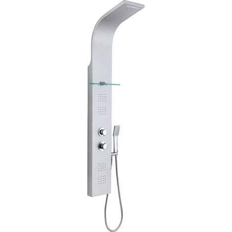 Colonne de douche hydromassante thermostatique - Argenté - P45 x H150 cm - JOSTA