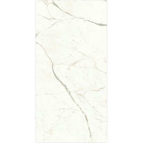 Carrelage effet Marbre Blanc Calacatta Prima 240x120x0,9 cm Brillant Faventa - Mur intérieur (vendu par carton de 2,88 m²) - RO'MA CARRELAGE
