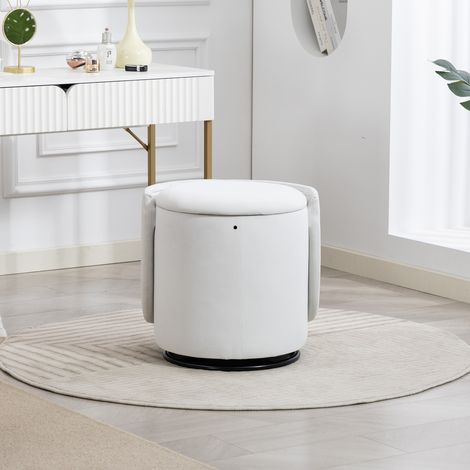 Fauteuil tonneau rembourré élégant: tabouret de coiffeuse pivotant à 360° pour chambre et salle à manger, avec rangement intégré, chaise d’accent moelleuse, multifonction pour coiffeuse/salle à manger (1/5)