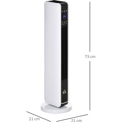 Heizgerät Heizlüfter 2200W Elektroheizer Keramik Heizturm mit Fernbedienung 8-Stunden-Timer Oszillation Heizer Heizung ABS PA Weiß+Schwarz 21 x 21 x 73 cm (1/5)