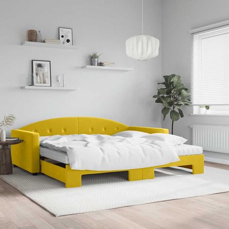 vidaXL Sofá cama nido con colchón terciopelo amarillo 100x200 cm (1/5)