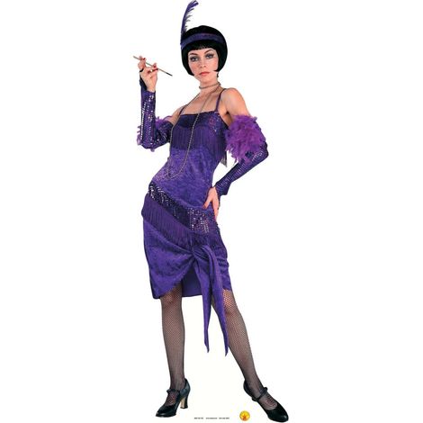 Figurine en carton vintage femme années 30 robe violette et porte cigarette 170 cm (1/5)