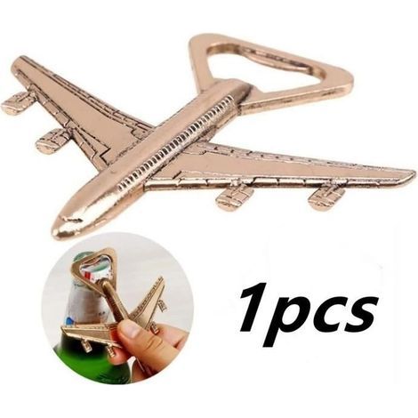 Bottle Opener - Antique - Airplane - Stainless Steel - Gold - 10x11x2.6cm (1/4)