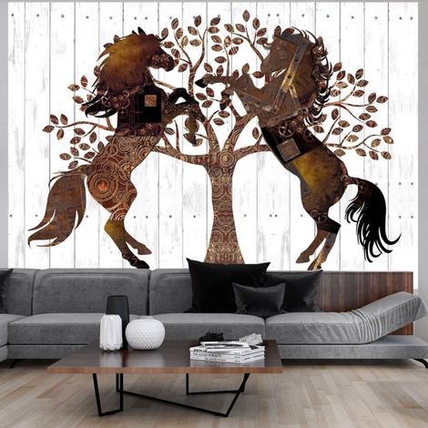 Papier peint chevaux mécaniques - 350 x 245 cm (1/4)
