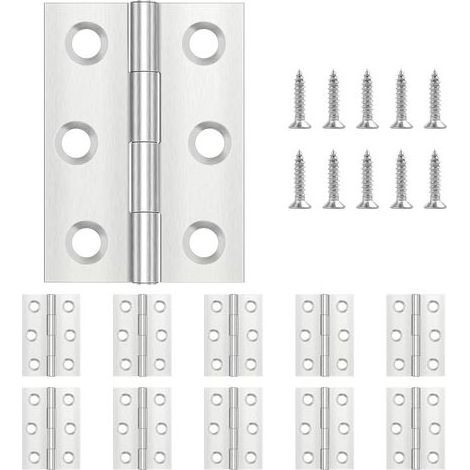 Lot de 20 charnières pliantes 44 mm × 31 mm, charnière en acier inoxydable, charnière piano, petite charnière, charnière de porte pour portes, fenêtres, armoires avec 120 vis (1/5)