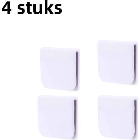 Lot de 4 pinces de fixation pour rideau de douche blanches multifonctionnelles sans traces pour fixation murale et crochets sans perçage (1/5)