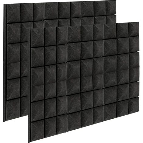 Lot de 12 panneaux acoustiques autocollants en mousse acoustique - 30 x 30 x 3 cm - Pour mur - Idéal pour studio d'enregistrement, home cinéma, bureau - Panneaux d'insonorisation contre l'écho et le (1/2)