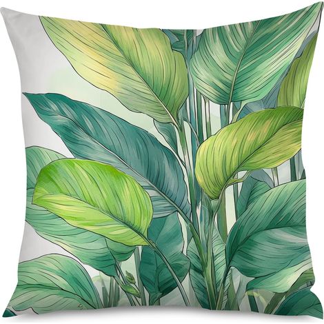 Housse de coussin imprimé feuilles de monstera, 60x60 cm (1/5)