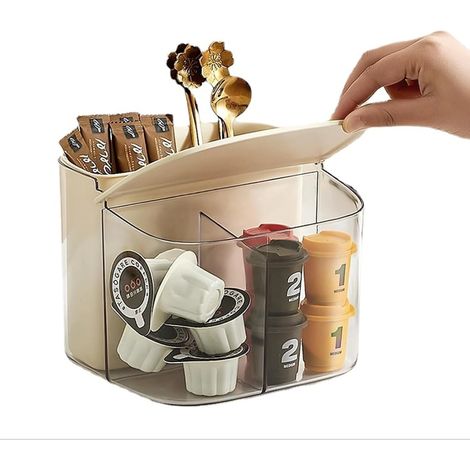 Organisateur de capsules de café, compatible avec une installation sur meuble ou sur comptoir, couleur blanche, pour comptoir de cuisine, bar à café, bureau ou hôtel.-AquaForge (1/4)