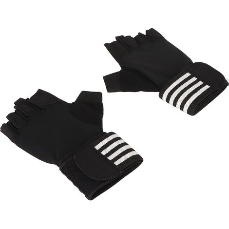 Gants de musculation noirs demi-doigts avec dragonne pour l'entraînement physique, taille L. (1/5)