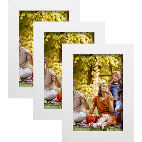 Lot de 3 Cadres Photo 10x15 cm - Cadre Puzzle - Cadres Photo Bois à Suspendre & à Poser - Encadrement Tableau - Cadres Blancs pour Photos, Images, Affiches & Dessins d'Enfants (1/5)