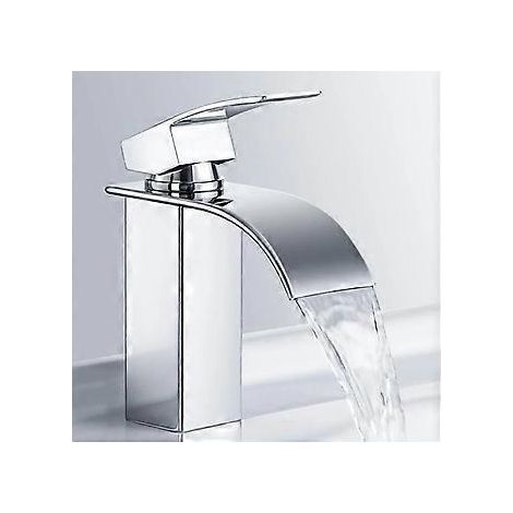 Wasserfall-Waschtischarmatur aus Edelstahl, verchromt, elegantes Design