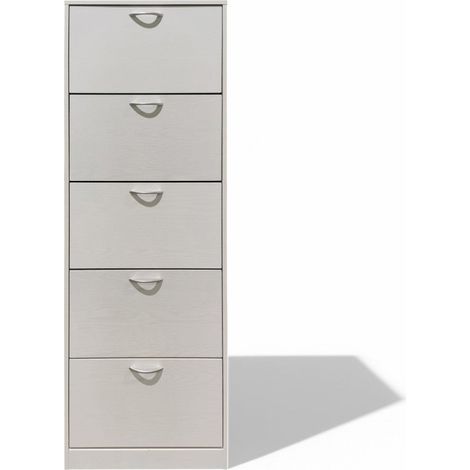Scarpiera con 5 ante in legno truciolare bilaminato bianco 60x24xH180 cm (1/5)